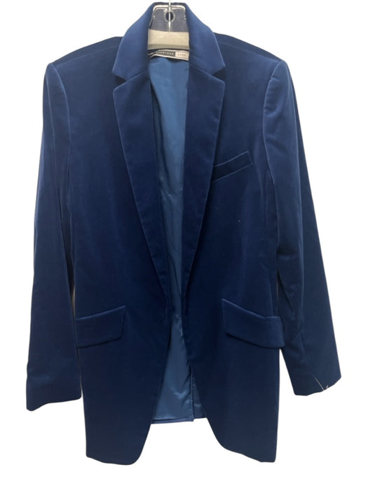 Sportmax Code Size 12 Blue Cotton Blend Velvet Open Front Flap Pockets Jacket Blue / 12