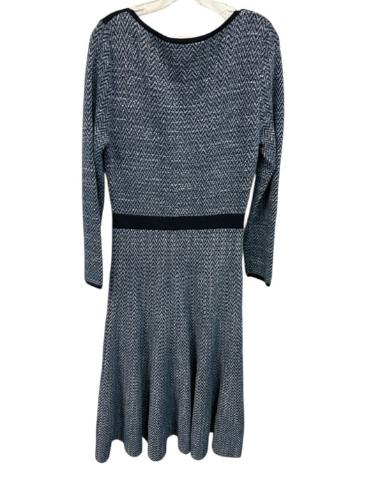 The Fold Size L Mixed Blues Viscose Blend Metallic Thread Chevron Knit Dress Mixed Blues / L