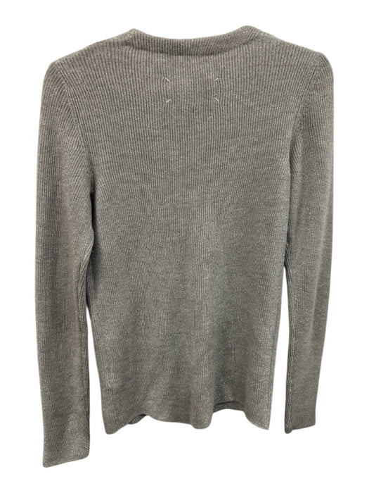 Maison Margiela Size M Gray Wool Blend Metallic Thread Ribbed Knit Sweater Gray / M