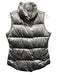Athleta Size M Silver Nylon Metallic Zip & Snap Button Front Quilted Puffer Vest Silver / M