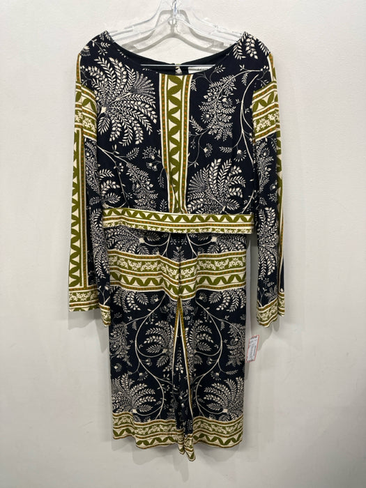 Aylaya Size S/XS Black, White, Green Viscose & Linen Long Bell Sleeve Pant Set
