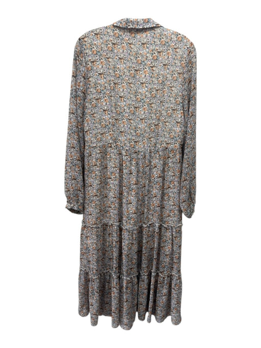 Karlie Size M Orange, Purple, Brown print Polyester Long Sleeve Buttons Dress Orange, Purple, Brown print / M