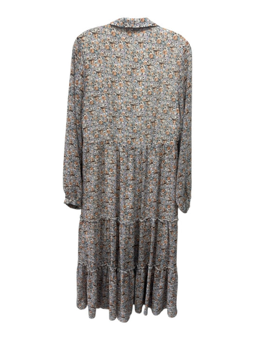 Karlie Size M Orange, Purple, Brown print Polyester Long Sleeve Buttons Dress Orange, Purple, Brown print / M