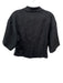Frame Size M Black Linen Blend Collared Button Up Short Sleeve Crop Top Black / M