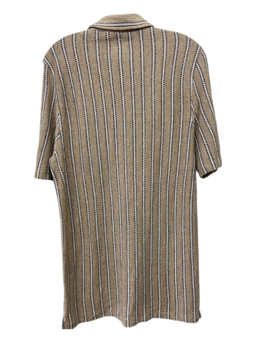 Todd Snyder Size M Tan & Navy Print Cotton Blend Striped Knit Men's Short Sleeve M