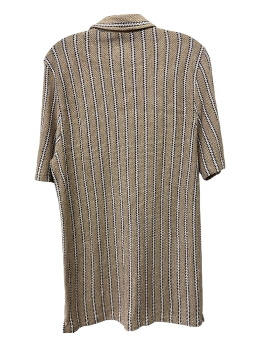 Todd Snyder Size M Tan & Navy Print Cotton Blend Striped Knit Men's Short Sleeve M