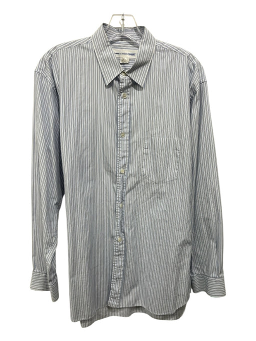 Comme De Garcon Size L Blue & White Stripe Cotton Button Down Long Sleeve Shirt Blue & White / L