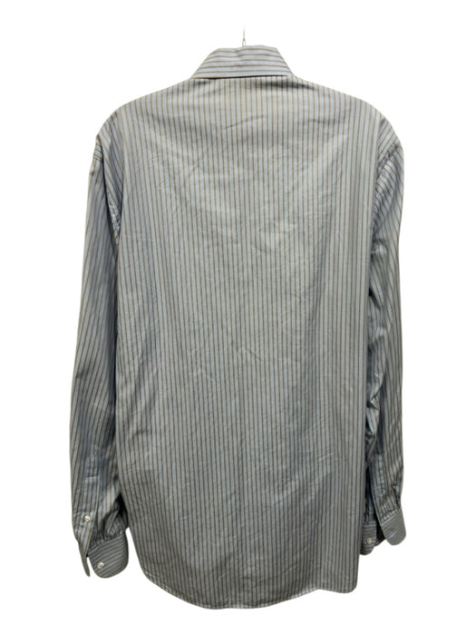 Luciano Barbera Size M Blue & Brown Cotton Striped Button Down Long Sleeve Shirt Blue & Brown / M