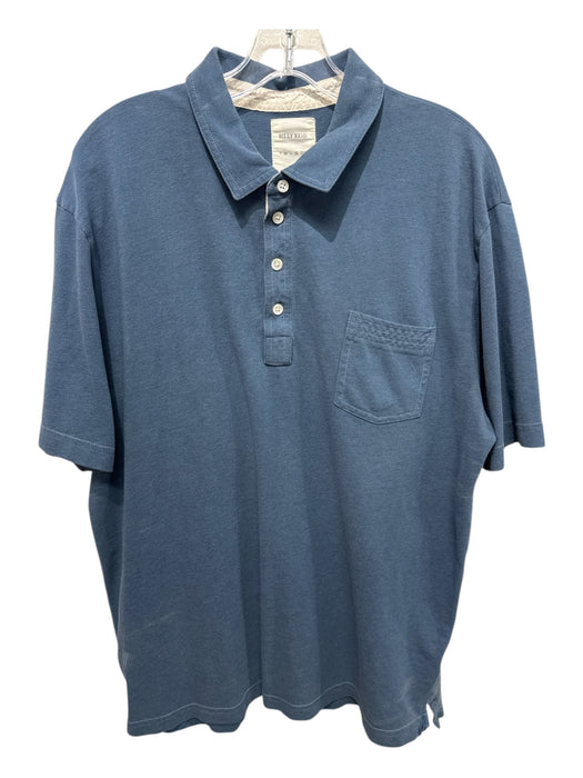 Billy Reid Size XXL Blue & White Cotton Solid Polo Men's Short Sleeve Blue & White / XXL