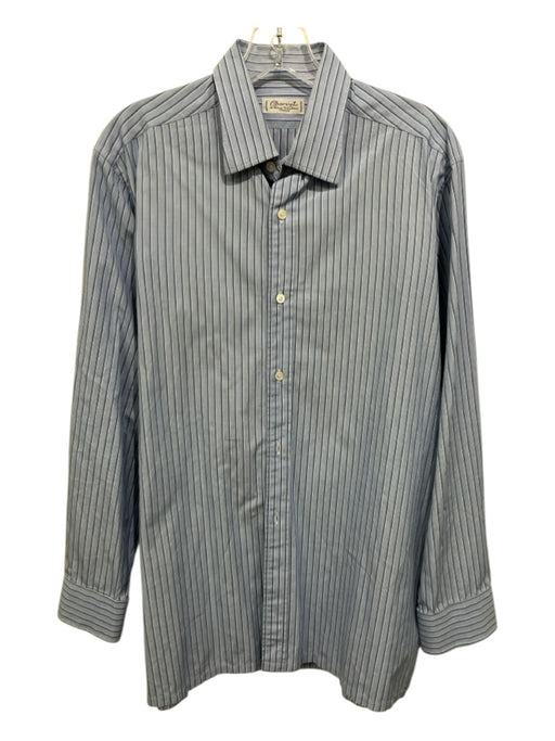 Charvet Size 40 Blue & White Cotton Striped Button Down Men's Long Sleeve Shirt Blue & White / 40