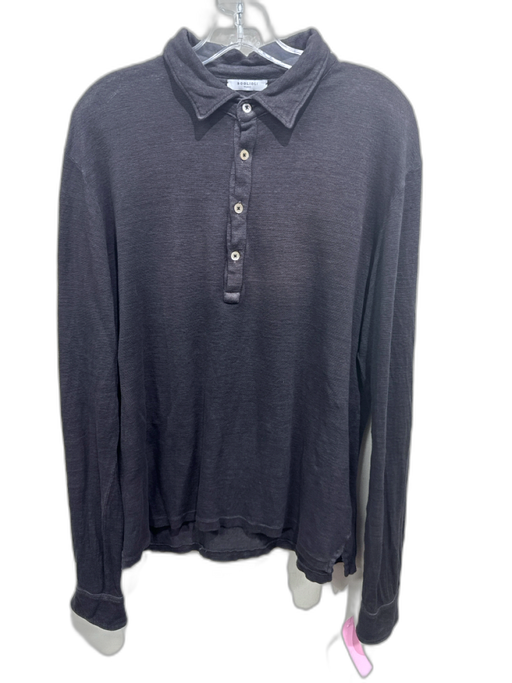 Boglioli Size M Faded Black Cotton Blend Solid Polo Men's Long Sleeve Shirt Faded Black / M