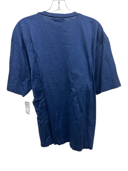 Zegna Size 56 Blue Cotton Solid T shirt Crew Men's Short Sleeve Blue / 56