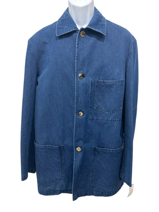 Brioni Size 50 Blue Cotton Solid Chore Jacket Men's Jacket Blue / 50