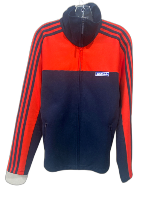 Adidas Size L Blue & Orange Polyester Zipper Men's Jacket Blue & Orange / L
