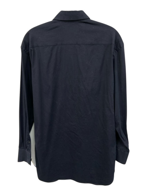 Prada Size 15.5 Navy Blue Cotton Blend Solid Button Up Men's Long Sleeve Shirt Navy Blue / 15.5