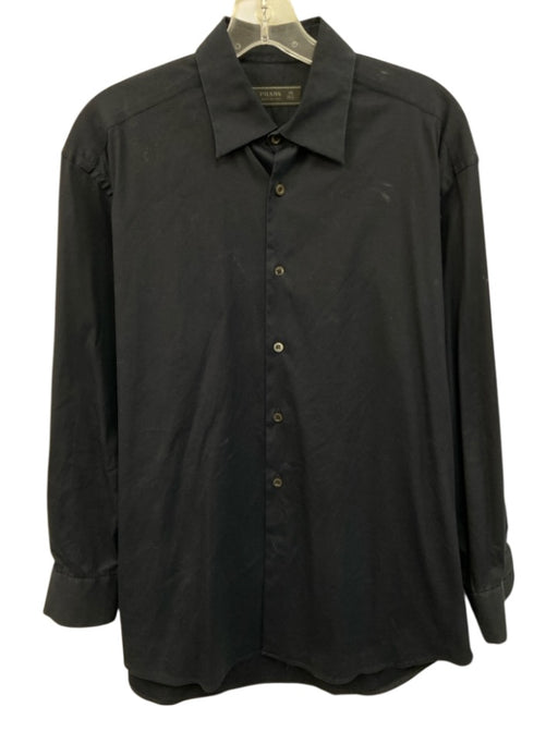 Prada Size 15.5 Navy Blue Cotton Blend Solid Button Up Men's Long Sleeve Shirt Navy Blue / 15.5