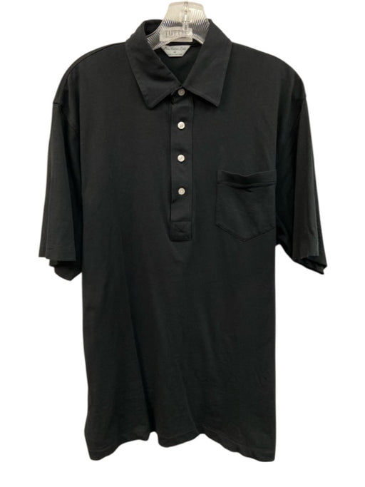 Tuttle Size M Black Cotton Solid Polo front pocket Men's Short Sleeve Black / M