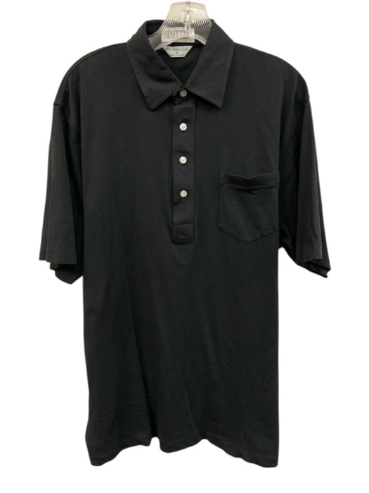 Tuttle Size M Black Cotton Solid Polo front pocket Men's Short Sleeve Black / M