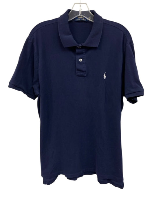 Polo Size L Navy Blue Cotton Solid Polo Pique Men's Short Sleeve Navy Blue / L