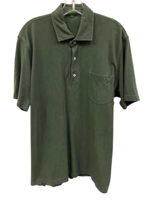 Sid Mashburn Size L Olive Green Cotton Solid Polo Pique Men's Short Sleeve Olive Green / L