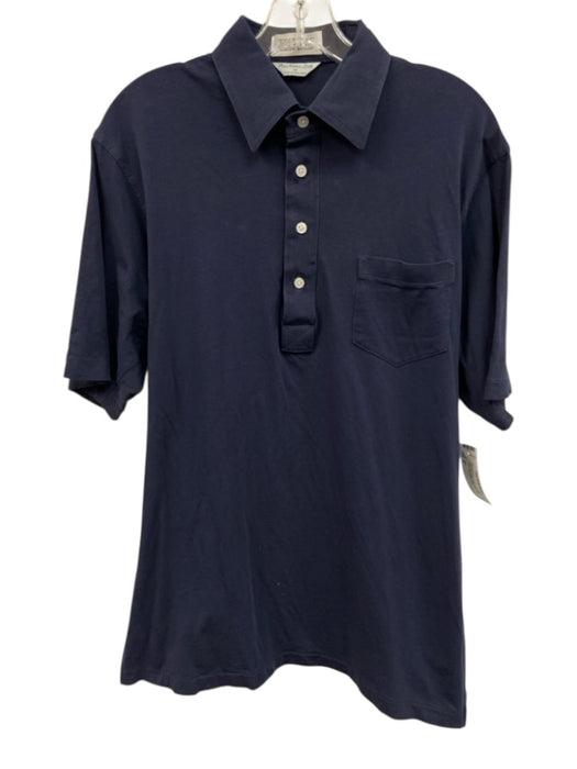 Tuttle Size M Navy Blue Cotton Solid Polo front pocket Men's Short Sleeve Navy Blue / M
