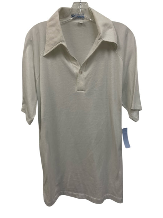 pICKERING Size M White Cotton Blend Solid Polo Men's Short Sleeve White / M