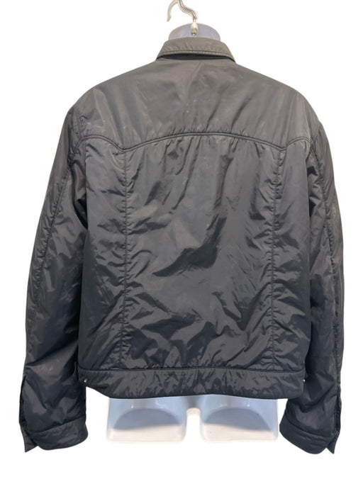 Prada Size 54 Navy Blue Synthetic Solid Puffer Trucker Men's Jacket Navy Blue / 54