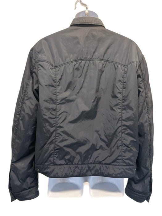 Prada Size 54 Navy Blue Synthetic Solid Puffer Trucker Men's Jacket Navy Blue / 54