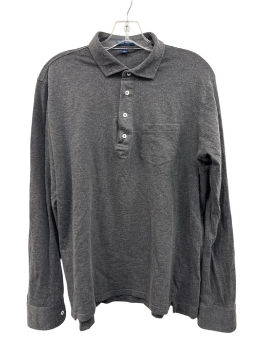 Peter Millar Size L Gray Cotton Solid Men's Long Sleeve Shirt Gray / L