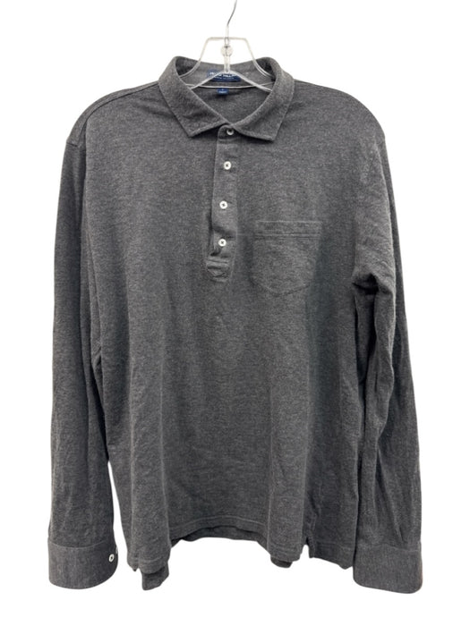 Peter Millar Size L Gray Cotton Solid Men's Long Sleeve Shirt Gray / L