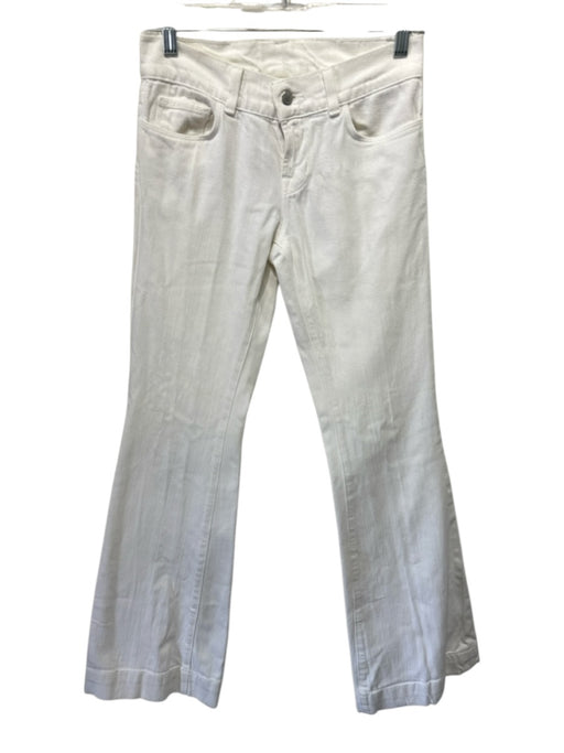 J. Brand Size 26 White Cotton Blend Zip & Button Mid Rise Flare Jeans White / 26