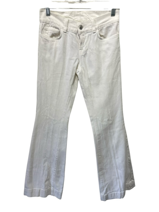 J. Brand Size 26 White Cotton Blend Zip & Button Mid Rise Flare Jeans White / 26