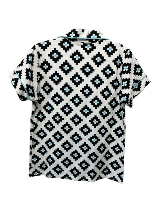 Bed Head Size XS Black & White Cotton Blend Button Front Printed Pajamas Black & White / XS