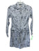 UnTuckit Size 0 Blue Striped Button Front Floral Tie Waist Dress Blue / 0