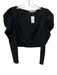 Alice & Olivia Size 2 Black Polyester Zip Back Square Puff Sleeve Top Black / 2