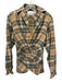 Byron Lars Size 4 Brown & Multi Cotton Blend Button Front Plaid Zip Side Top Brown & Multi / 4