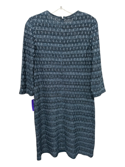 Misook Size XS Blue & Silver Acrylic Blend Metallic Thread Knit Buttons Dress Blue & Silver / XS