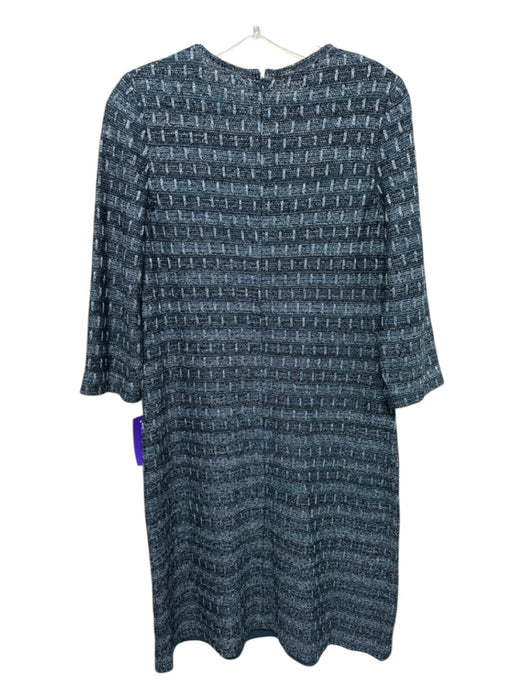 Misook Size XS Blue & Silver Acrylic Blend Metallic Thread Knit Buttons Dress Blue & Silver / XS