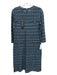 Misook Size XS Blue & Silver Acrylic Blend Metallic Thread Knit Buttons Dress Blue & Silver / XS