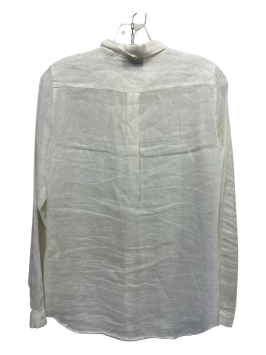 Giada Forte Size 0 White Linen Blend Collar Semi Sheer Button Up Long Sleeve Top White / 0