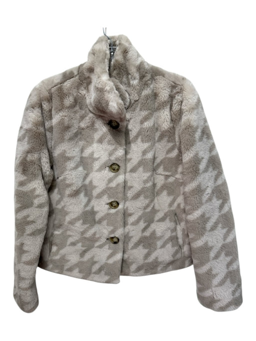 Rino & Pelle Size 34 Beige & Gray Polyester Long Sleeve Houndstooth Jacket Beige & Gray / 34
