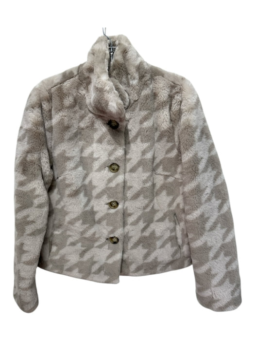 Rino & Pelle Size 34 Beige & Gray Polyester Long Sleeve Houndstooth Jacket Beige & Gray / 34