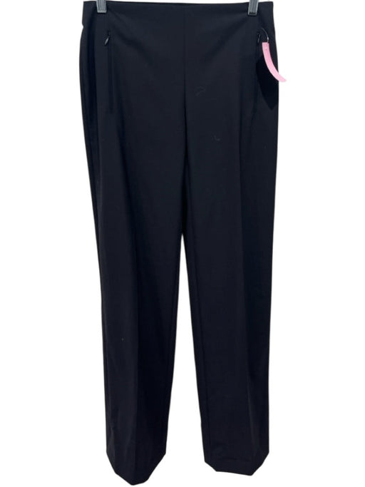 Elie Tahari Size xs / 2 Black Wool & Polyester Straight Leg Zip Pocket Pants Black / xs / 2