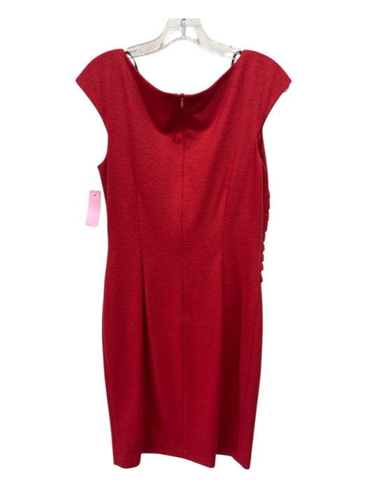 David Meister Size S / 6 Red Acrylic & Polyester Cap Sleeve Round Neck Dress Red / S / 6