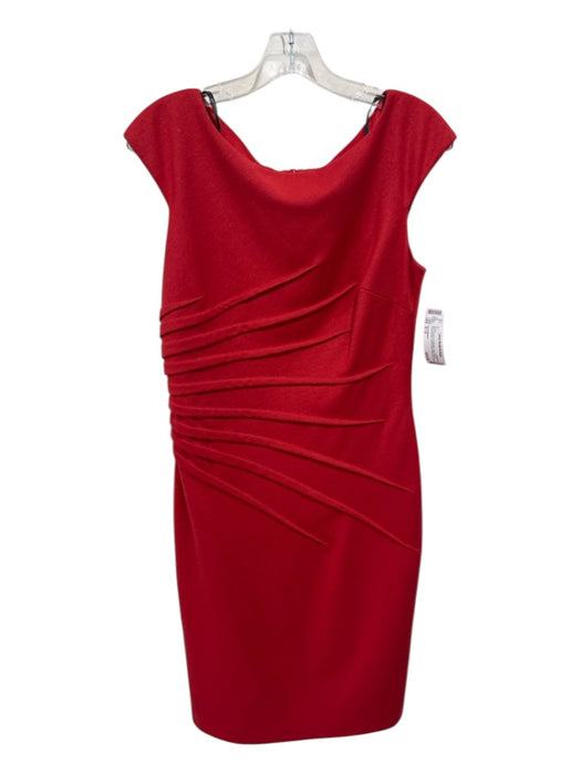 David Meister Size S / 6 Red Acrylic & Polyester Cap Sleeve Round Neck Dress Red / S / 6