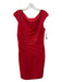 David Meister Size S / 6 Red Acrylic & Polyester Cap Sleeve Round Neck Dress Red / S / 6