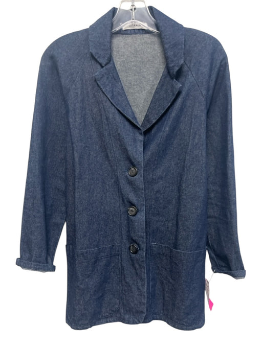 Vitamin Size Small Dark Wash Cotton Long Sleeve Two Button Pockets Blazer Jacket Dark Wash / Small