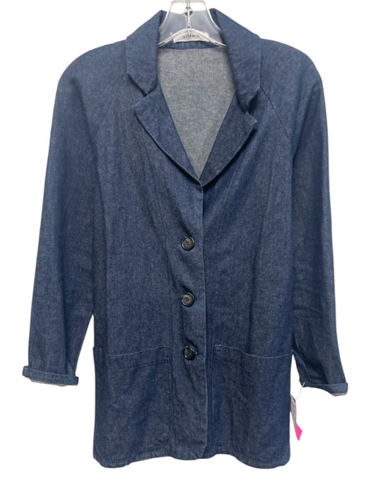 Vitamin Size Small Dark Wash Cotton Long Sleeve Two Button Pockets Blazer Jacket Dark Wash / Small