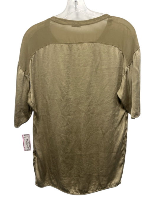 Transit Par Such Size 1 Gold Silk Blend Short Sleeve Mixed Fabric Satin Top Gold / 1