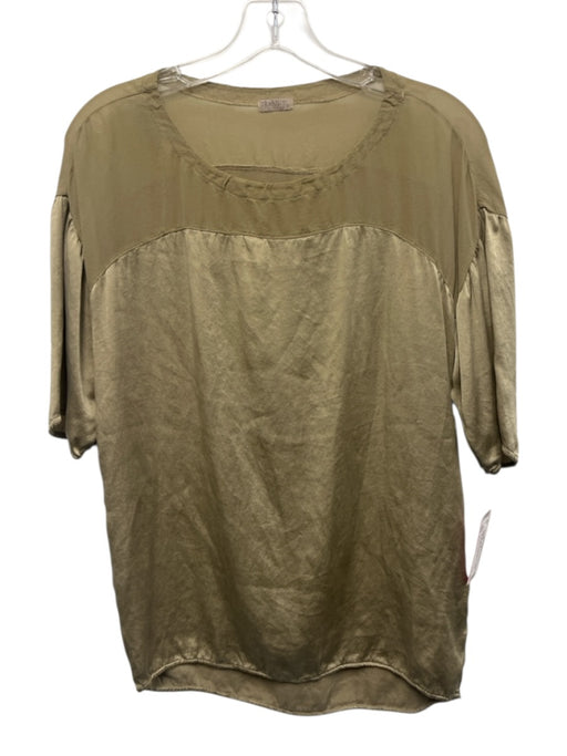 Transit Par Such Size 1 Gold Silk Blend Short Sleeve Mixed Fabric Satin Top Gold / 1